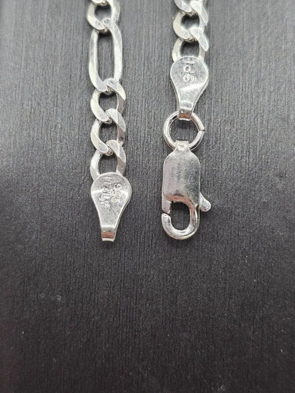 Sterling Silver 925 High Polished Figaro Bracelet 3.9mm 7 inches
